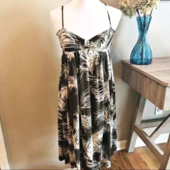 Maple Anthropologie Silk Feather Print Dress sz 2 - Picture 1 of 4